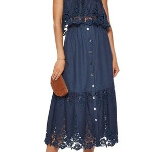 High-Waisted Midi Skirt with Strapless Crop Top